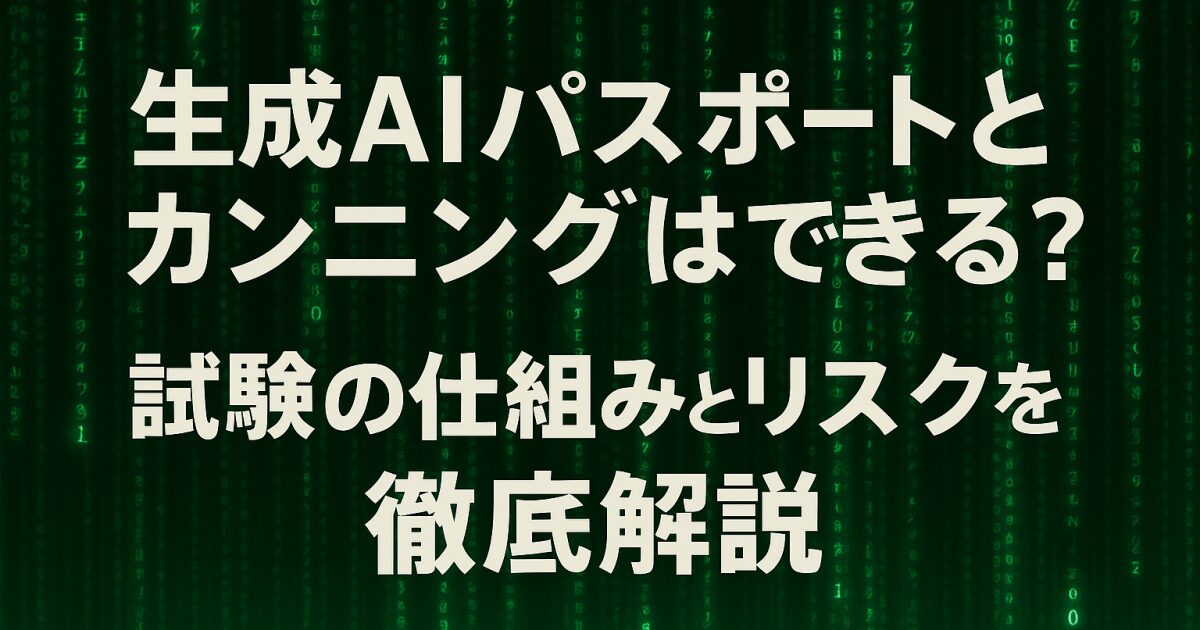 生成AIパスポートとカンニングはできる？試験の仕組みとリスクを徹底解説！