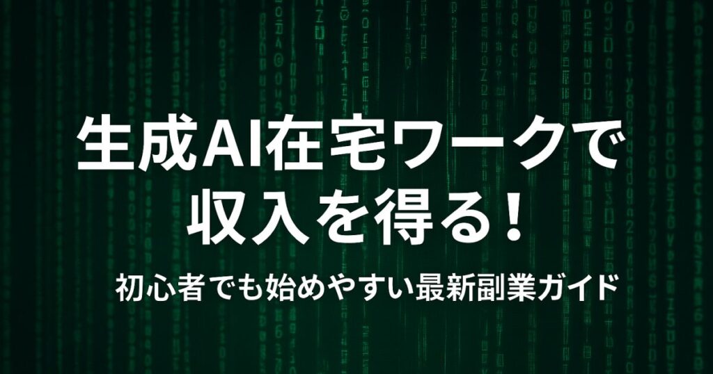生成ai在宅ワークで収入を得る！初心者でも始めやすい最新副業ガイド