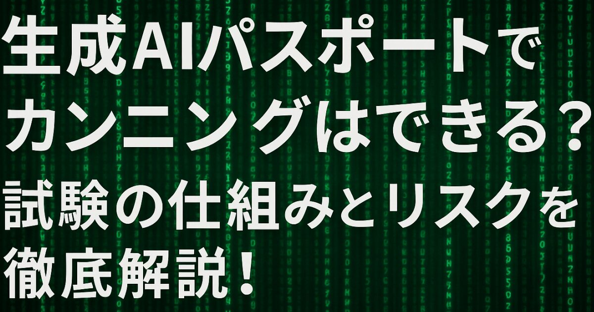 生成AIパスポートでカンニングはできる？試験の仕組みとリスクを徹底解説！