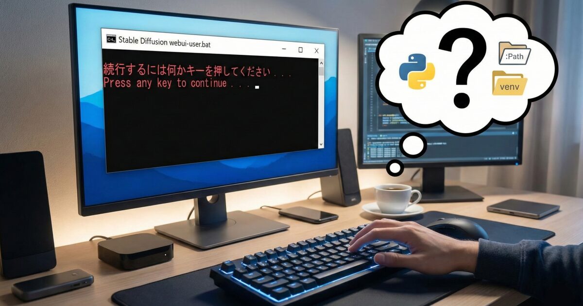 Stable Diffusionで「続行するには何かキーを押してください」が出る時の対処法