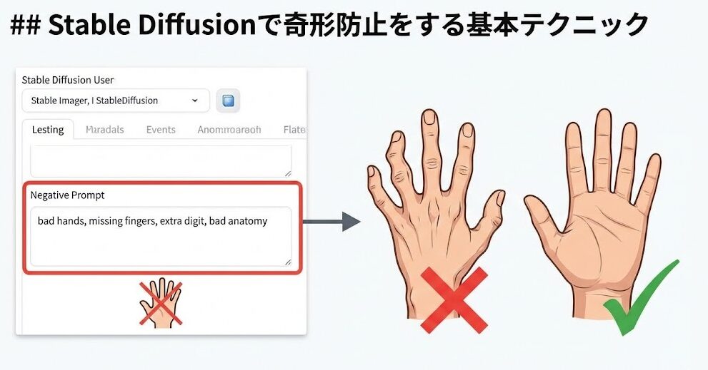 Stable Diffusionで奇形防止をする基本テクニック