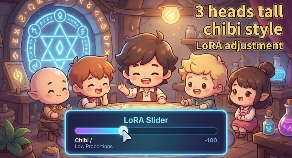 Stable Diffusionで頭身を高くするだけでなく低く調整する応用術