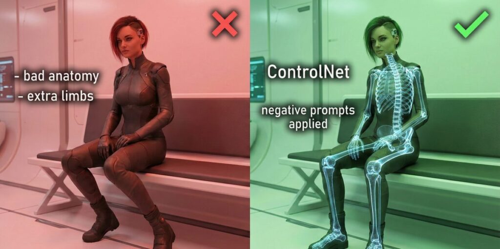 Stable Diffusionの座り方が崩れる原因とクオリティを上げる技術