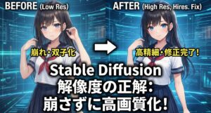 Stable Diffusionの解像度おすすめ設定！崩れずサイズを大きくする方法