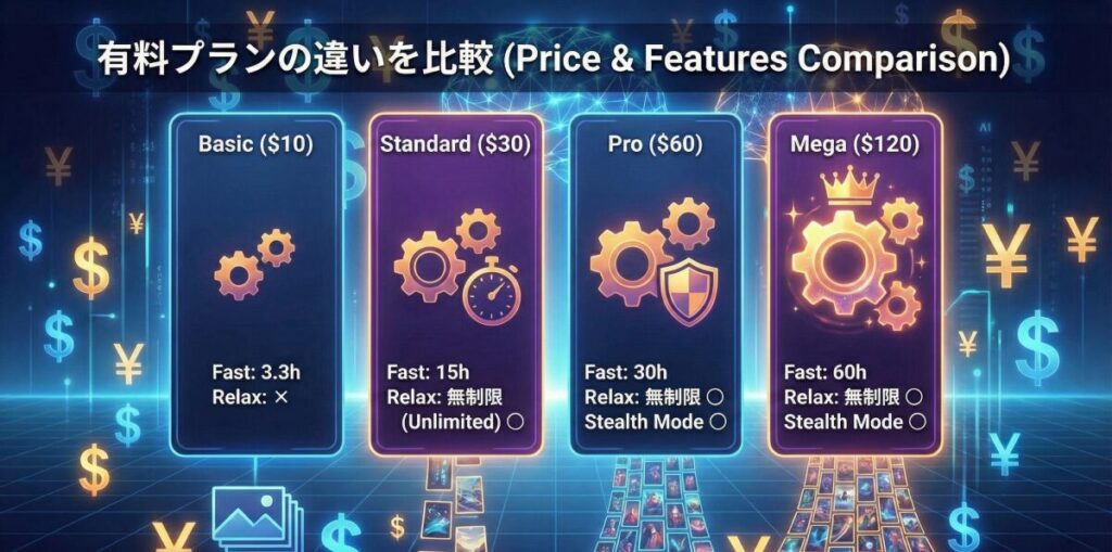 Midjourneyの値段と各有料プランの違い