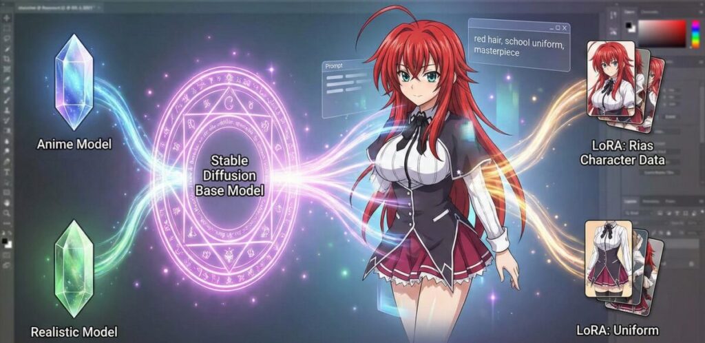 Stable Diffusionでイラストを生成する基礎とリアスの再現