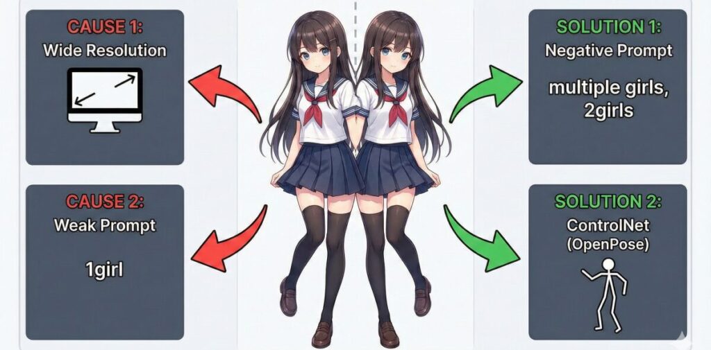 Stable Diffusionで一人だけ描きたいのに複数人になる原因と完全攻略