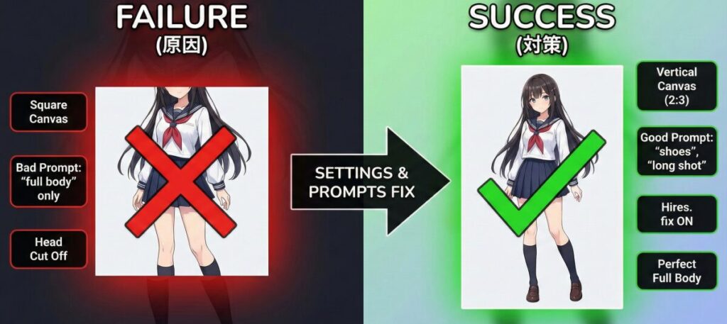 Stable Diffusionで全身プロンプトを使ってもうまくいかない原因と対策