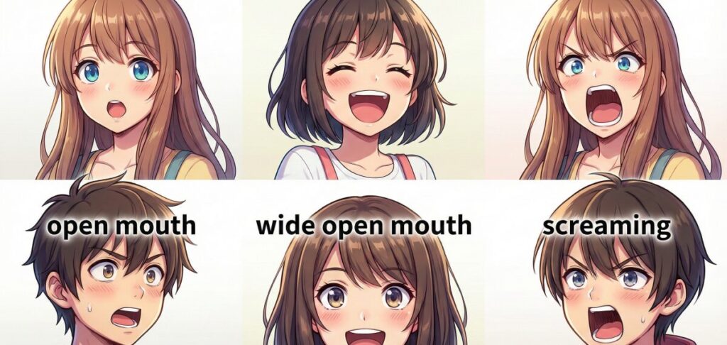 Stable Diffusionで口を大きく開けるプロンプトと形の制御