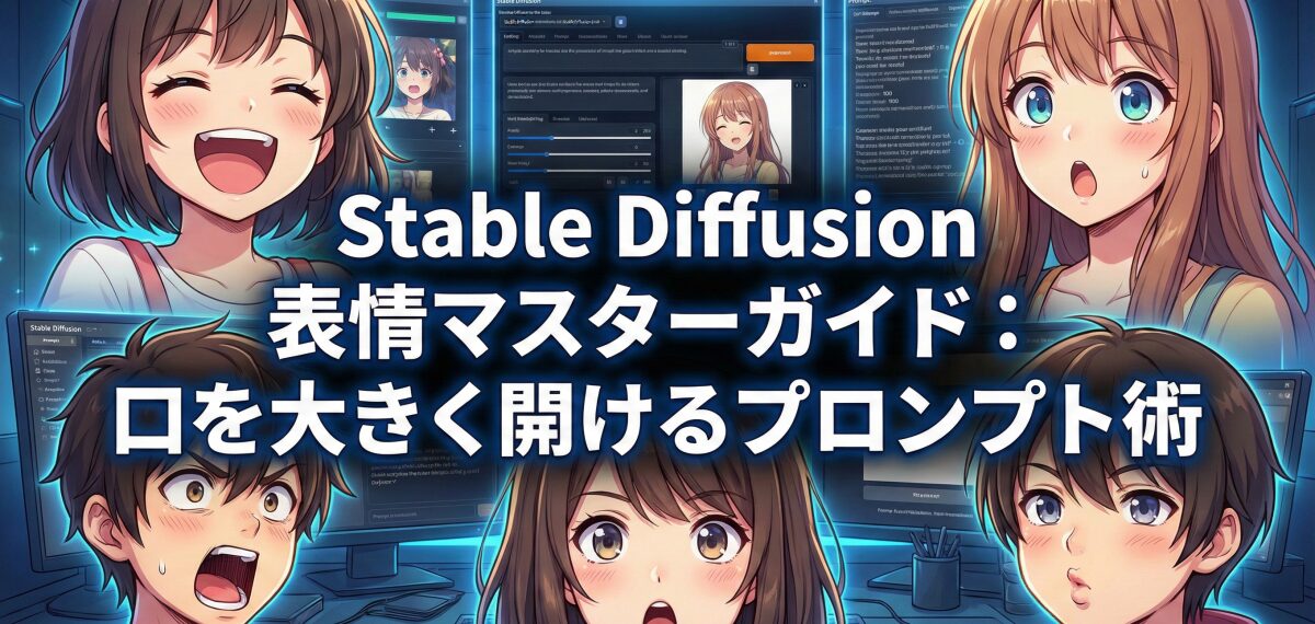 Stable Diffusionで口を大きく開けるプロンプト術！表情差分を自在に操る方法