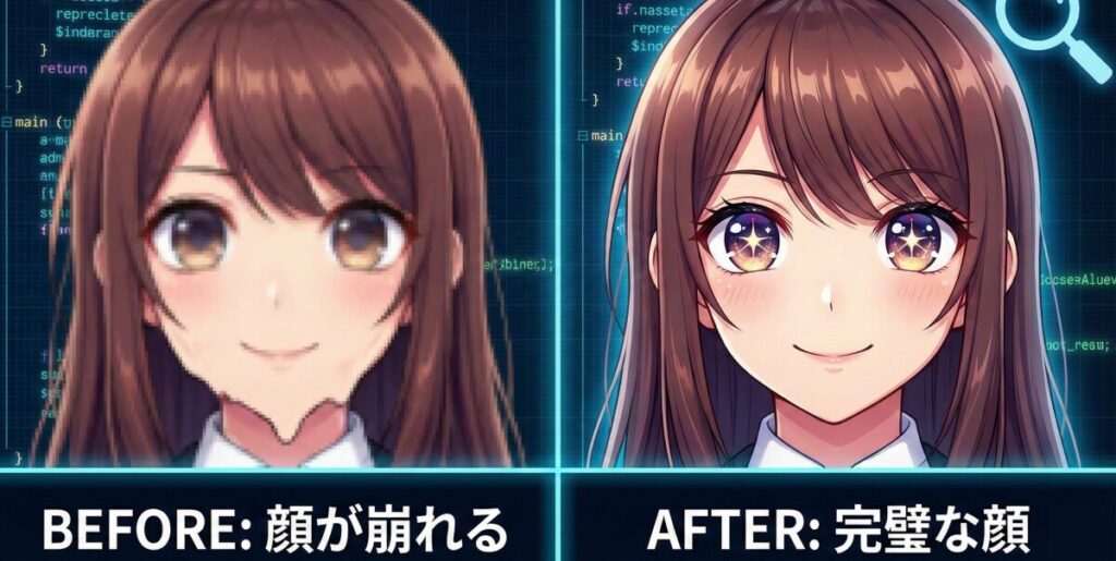 Stable Diffusionで顔が崩れるのを高度な技術で直す