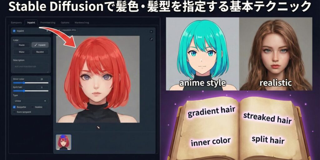 Stable Diffusionで髪色・髪型を指定する基本テクニック