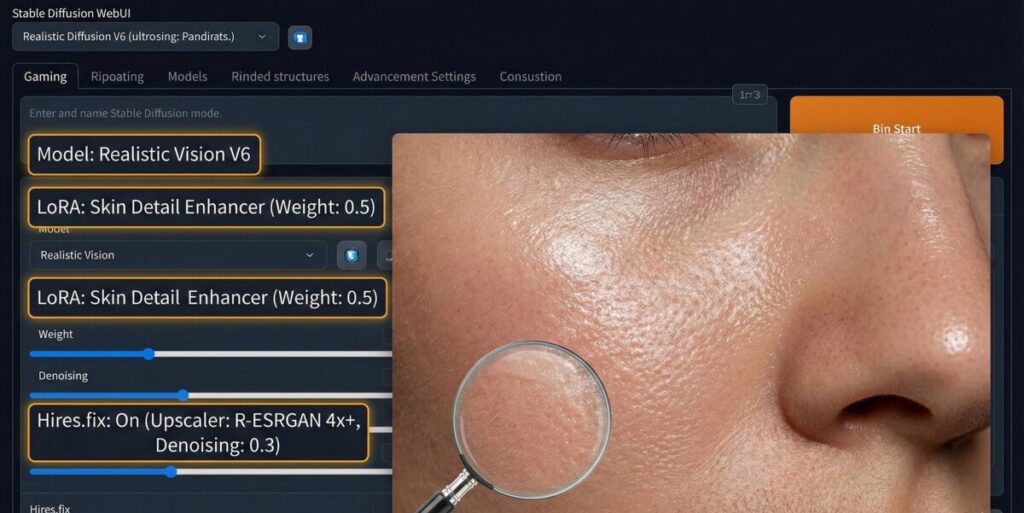 Stable Diffusionの肌の光沢を格上げする設定とツール