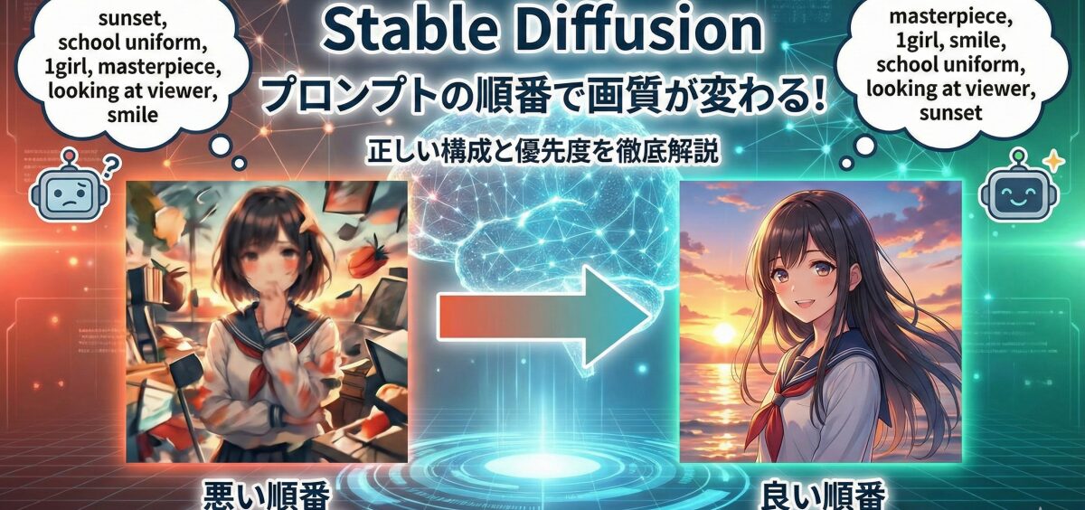 Stable Diffusionプロンプトの順番で画質が変わる！正しい構成と優先度を徹底解説