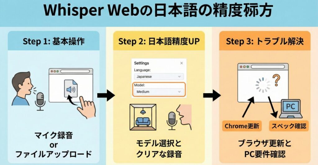 Whisper Webで日本語を扱うための実践ガイド