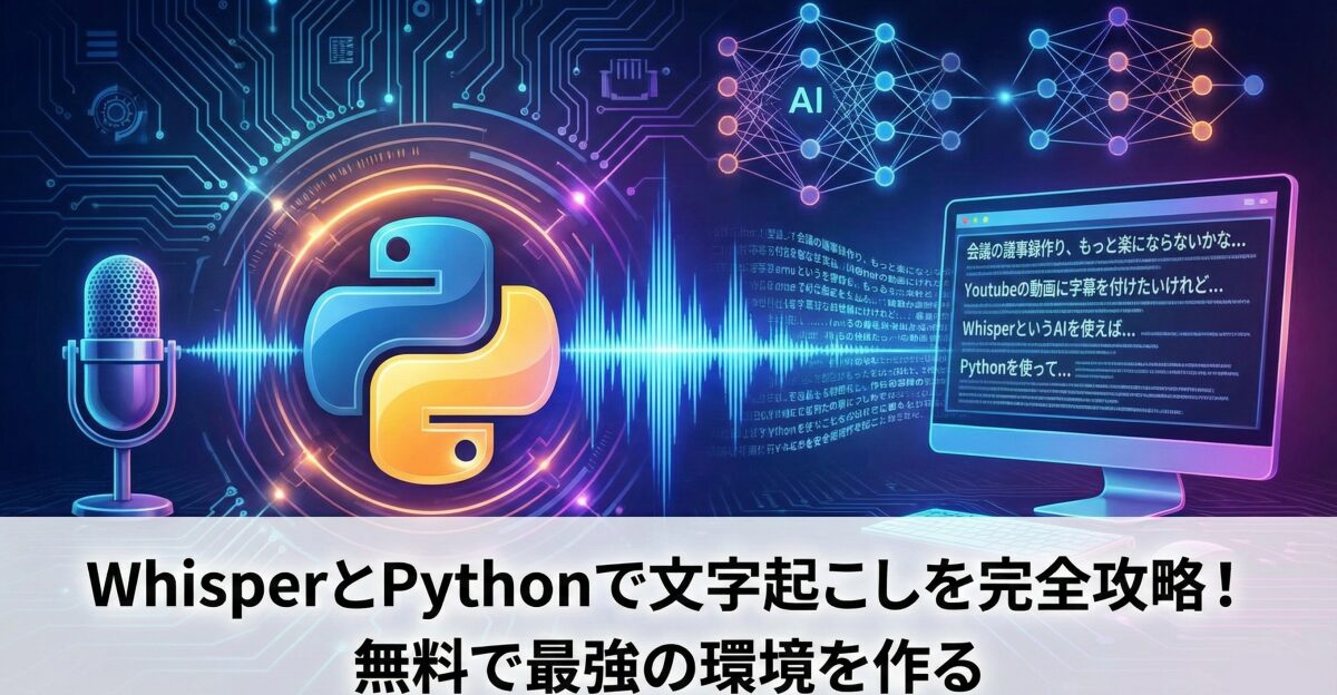 WhisperとPythonで文字起こしを完全攻略！無料で最強の環境を作る